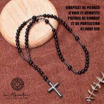 CHAPELET DE PIERRES D'ONIK ET HÉMATITE PRIERES DE COMBAT ET DE PROTECTION