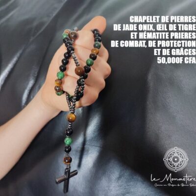 CHAPELET DE PIERRES DE JADE ONIX. EIL DE TIGRE ET HÉMATITE PRIERES DE COMBAT. DE PROTECTION ET DE GRÄCES